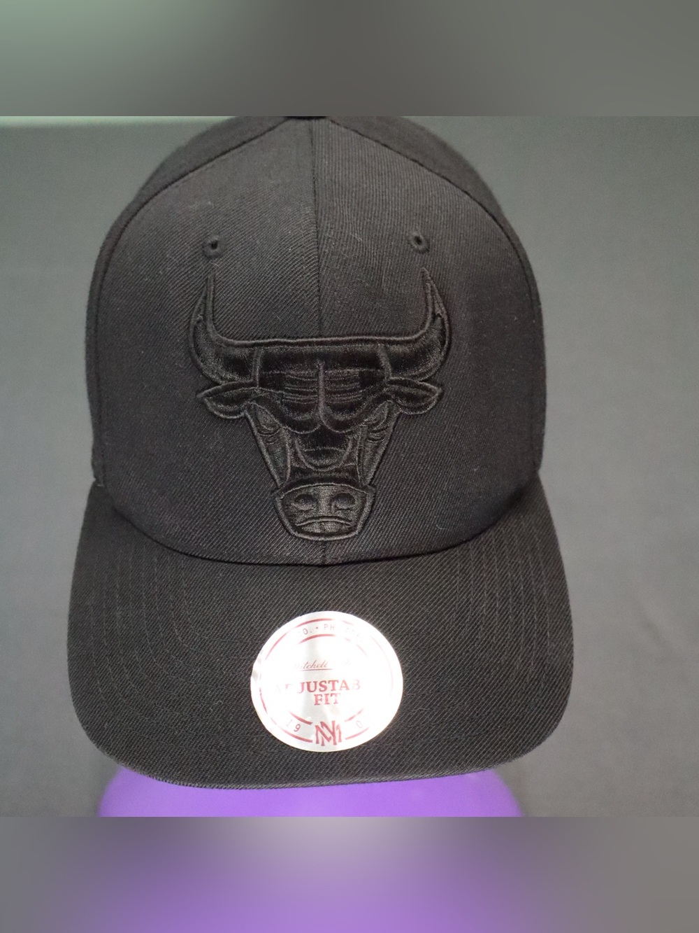Mitchell & Ness Chicago Bulls Hat Snapback Cap Blackout All Black Adjustable NBA